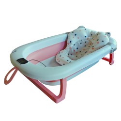 Bañera plegable rosa con hamaca y termometro CoBaby